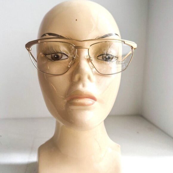Vintage Enrico Coveri Gold Tone Cat Eye Glasses Mod 308-800 - Picture 1 of 8